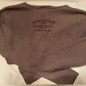Harley Davidson Crystal River FL Brown Embroidered Women’s Thermal Shirt Small